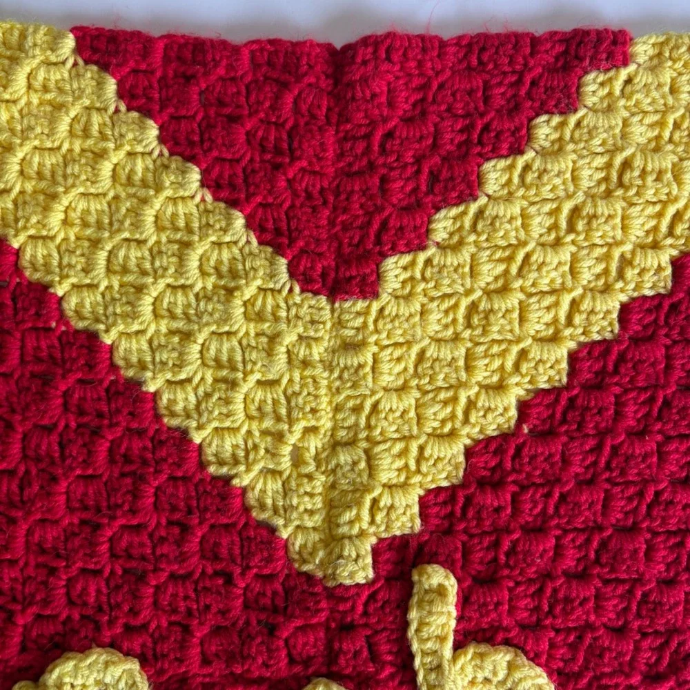 Handmade Winnie the Pooh Crochet Blanket Square Red Yellow Nursery Decor 24